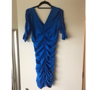 Blue ruched dress